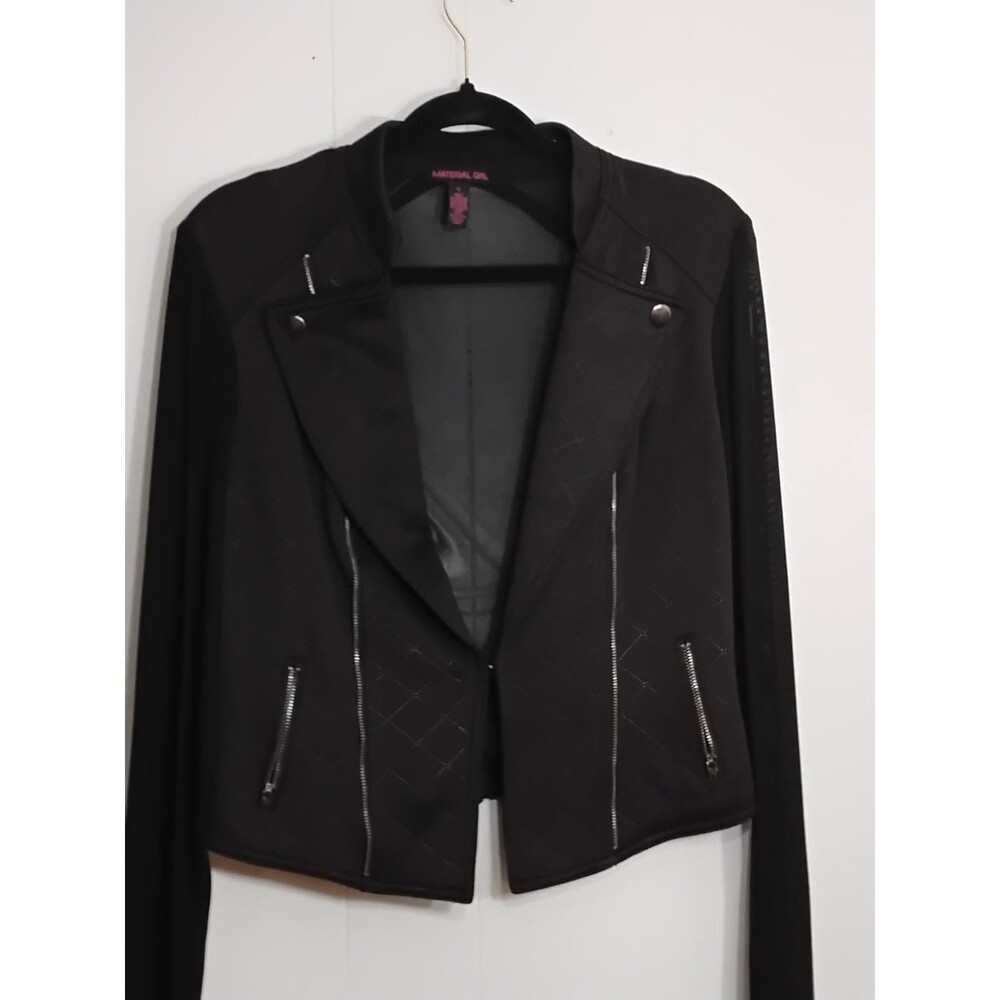 Material Girl Active Zipper Moto  Jacket mesh Back  Size Large